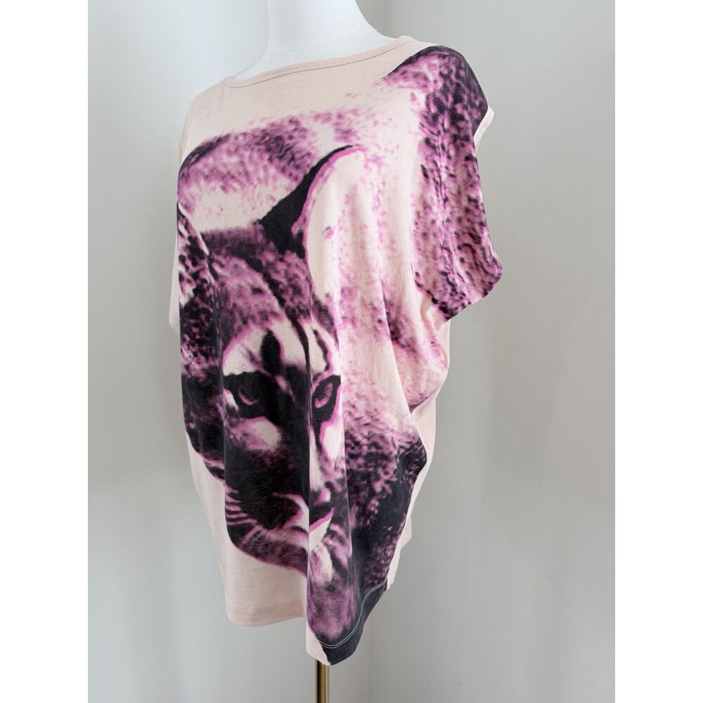 Stella McCartney Pink Lynx Graphic Tunic Top 44 Cotton Oversized Tee Portugal - Picture 2 of 16